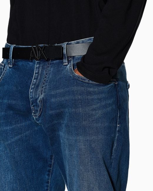 ARMANI EXCHANGE Blue Denim Jeans With A Straight Leg And Five Pockets Essential for men