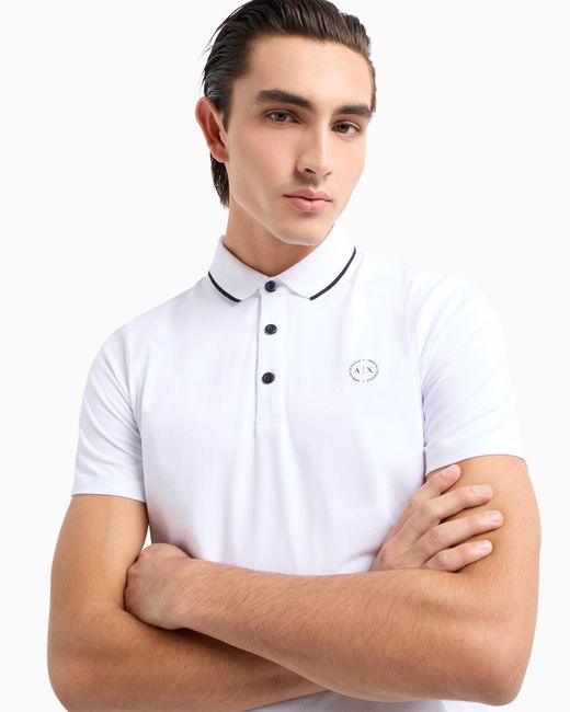 Polo De Piqué Con Logotipo ARMANI EXCHANGE de hombre de color White