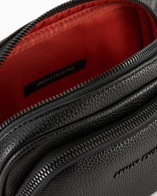 ARMANI EXCHANGE Black Faux Leather Bum Bag With Logo for men