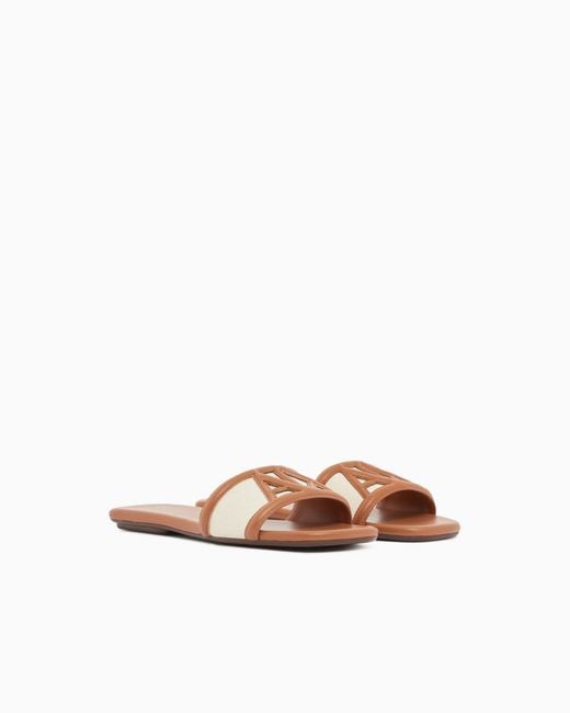 ARMANI EXCHANGE White Flat Sandals