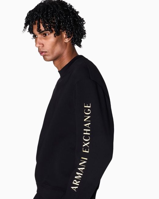 ARMANI EXCHANGE Black Crewneck Sweatshirt With Logo And Horse Print On The Back for men
