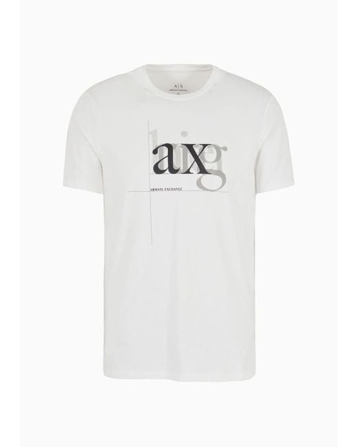 Armani Exchange White Slim-fit Jersey T-shirt With Acronym Print for men