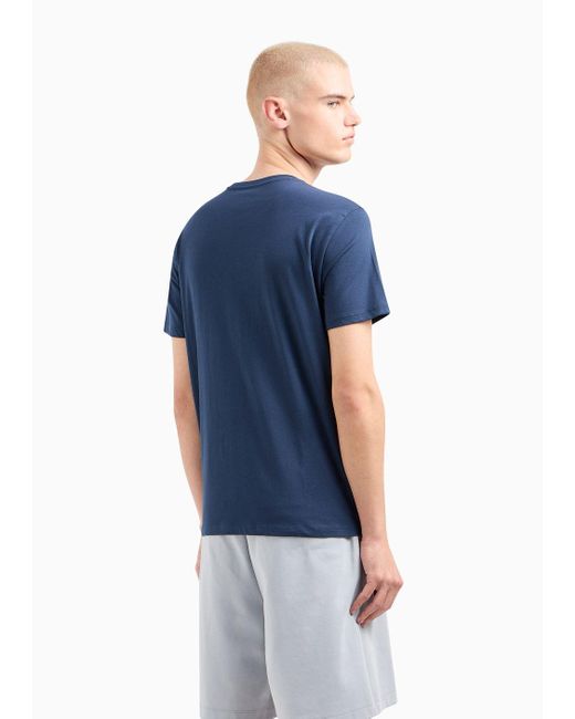 Armani Exchange Blue Regular Fit Jersey T-shirt With Central Print for men
