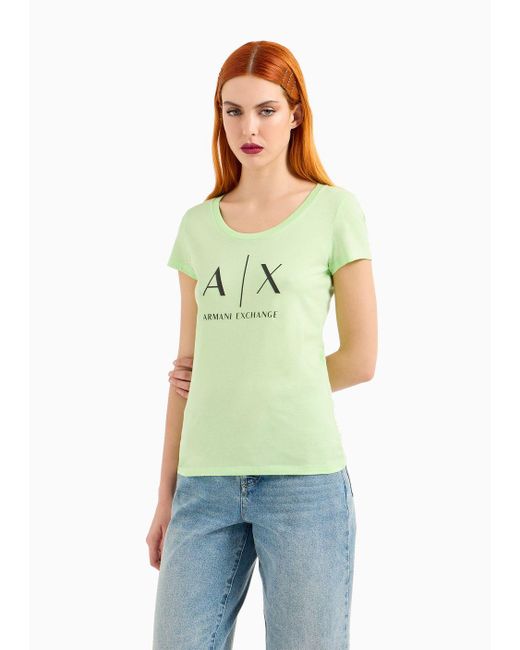 Armani Exchange Green Slim Fit Cotton Logo T-shirt