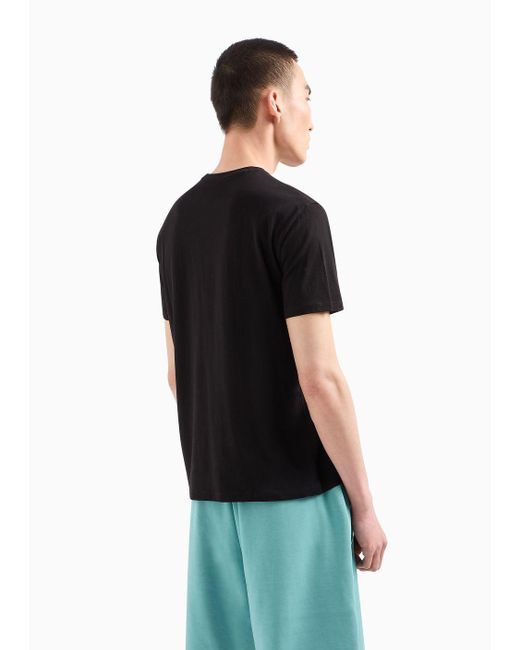 T-shirt Regular Fit In Cotone Con Stampa Logo Sul Petto di Armani Exchange in Black da Uomo