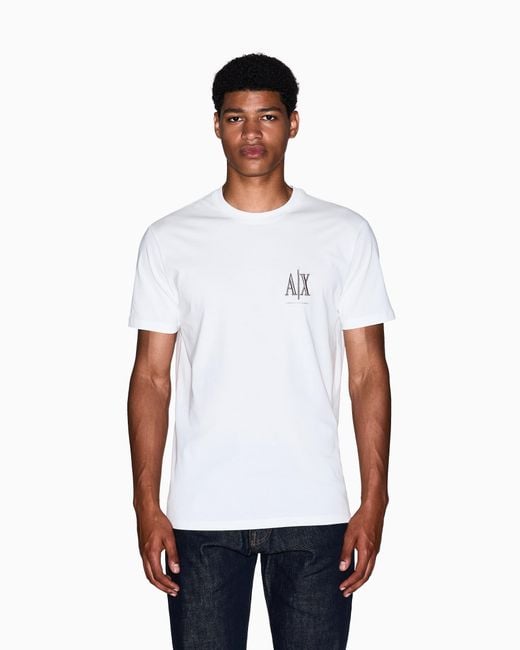 ARMANI EXCHANGE White Regular Fit T-Shirt Icon for men