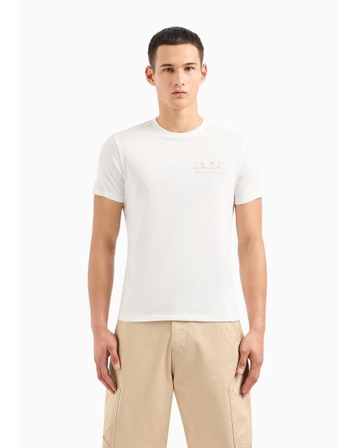 Armani Exchange White Regular Fit T-shirt In Cotton Jersey With Logo On The Chest for men
