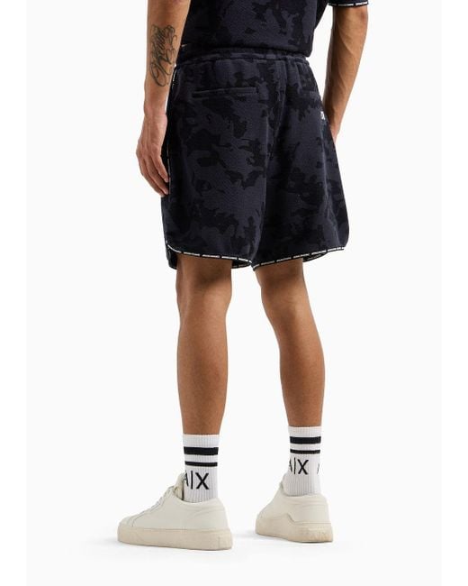 Armani Exchange Blue Shorts In Slub Fabric for men
