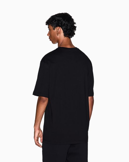 ARMANI EXCHANGE Black Cotton Jersey T-Shirt With Crewneck And Pocket Icon for men