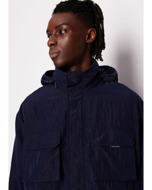 Field Jacket In Tessuto Tecnico Con Tasche di Armani Exchange in Blue da Uomo