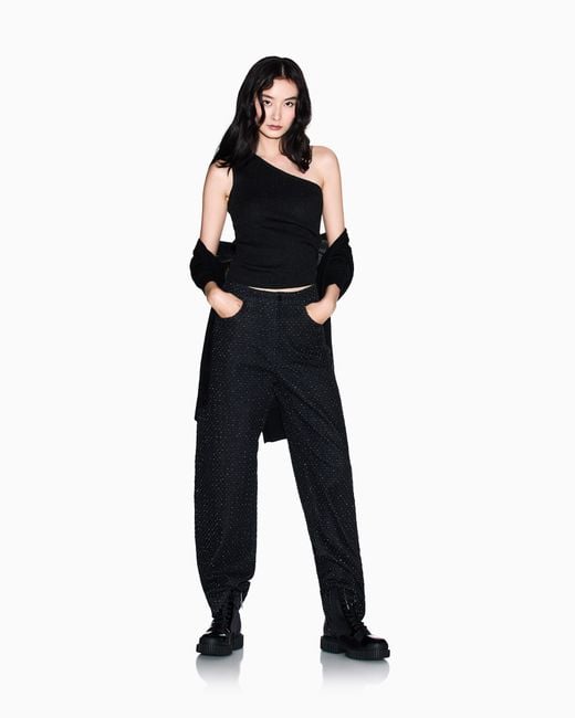 ARMANI EXCHANGE Black One-Shoulder Top
