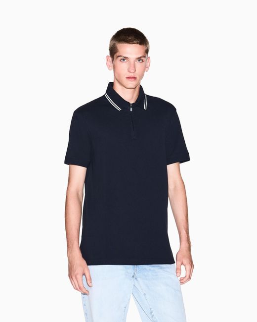 Polo De Algodón De Corte Regular ARMANI EXCHANGE de hombre de color Blue