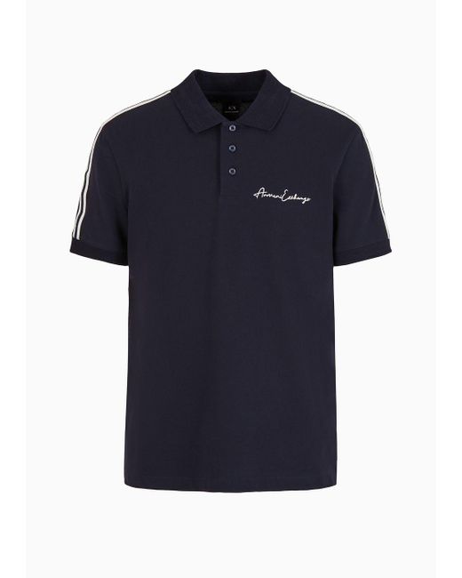 Armani Exchange Blue Regular Fit Polo Shirt With Signature Logo for men