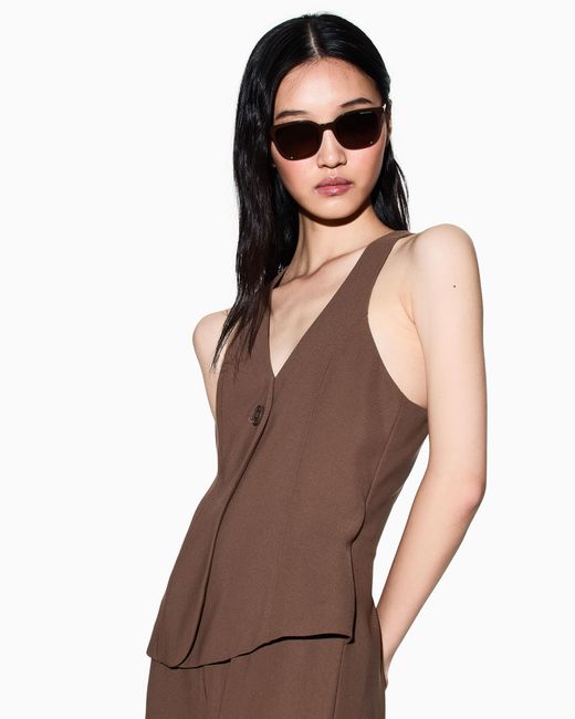 ARMANI EXCHANGE Brown Tracksuit With Vest And Wide-Leg Trousers