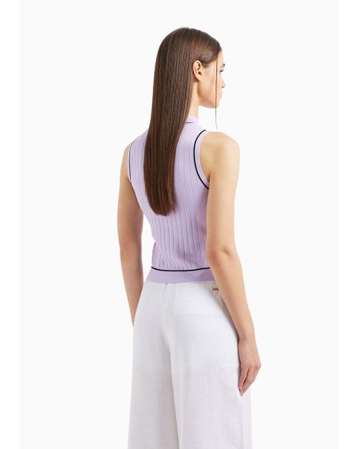 Armani Exchange Purple Top With Decorative Stitching In Asv Recycled Fabric