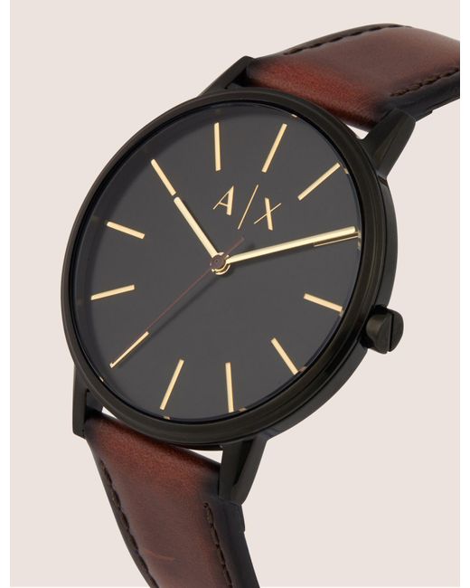 armani exchange leather watch
