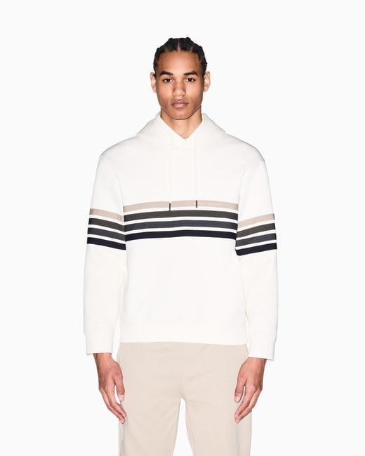 ARMANI EXCHANGE White Structured Hoodie for men