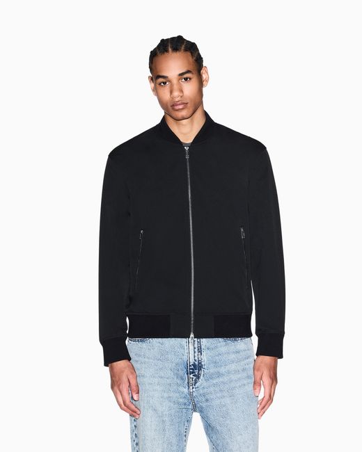 ARMANI EXCHANGE Black Minimal Bomber Jacket With Zip for men