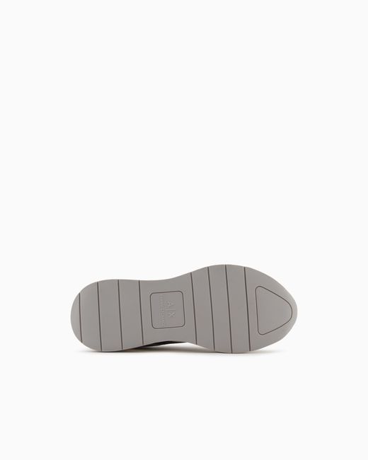 ARMANI EXCHANGE White Leather Sneakers With Contrasting Inserts