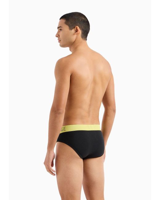Armani Exchange Black Briefs With Contrasting Band In Asv Organic Fabric for men