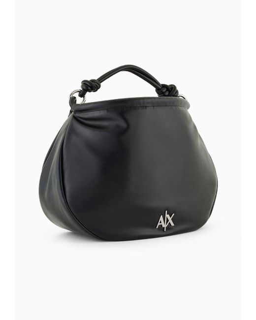 Armani Exchange Black Large Round Handbag With Logo