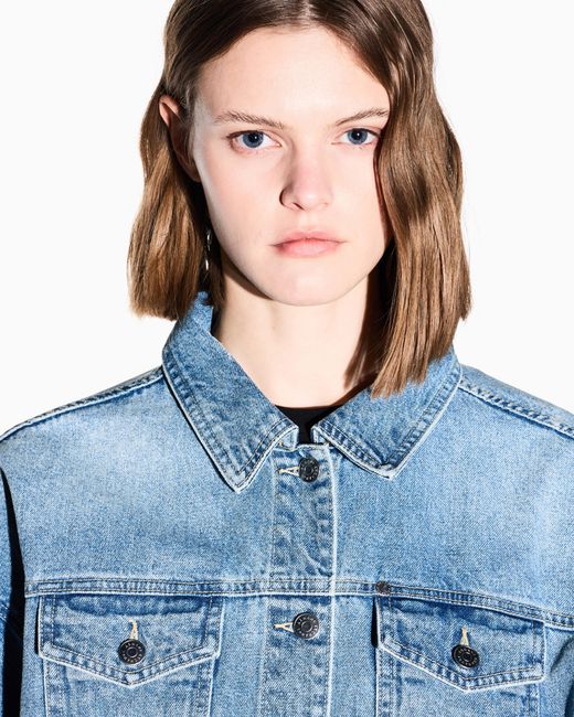 ARMANI EXCHANGE Blue Used Effect Denim Jacket