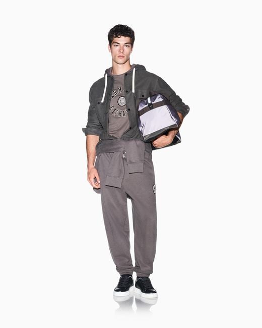 ARMANI EXCHANGE Gray Regular Fit Trousers Cotton French Terry for men