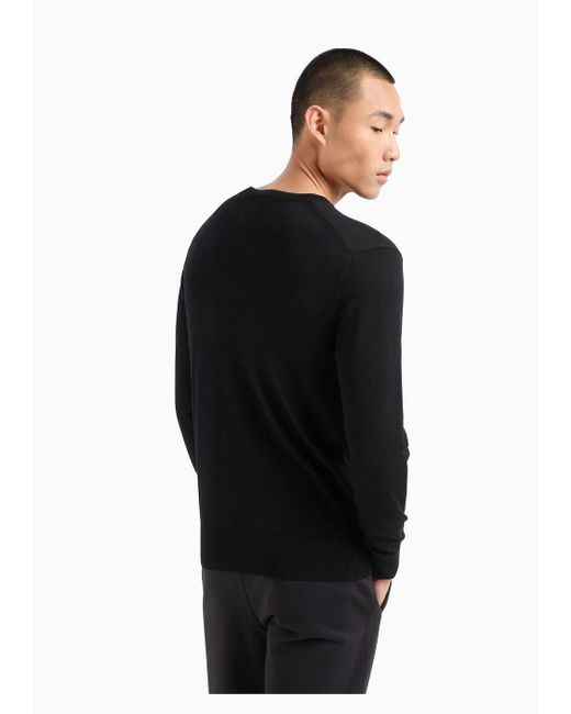 Armani Exchange Black Icon Logo Virgin Wool Sweater for men