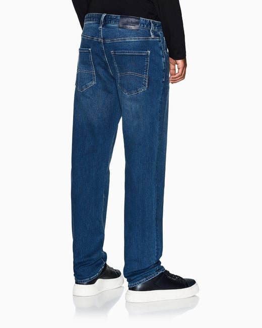 ARMANI EXCHANGE Blue Denim Jeans With A Straight Leg And Five Pockets Essential for men