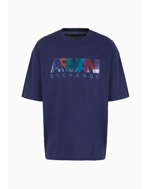 T-shirt Relaxed Fit In Jersey Con Logo Multicolor di Armani Exchange in Blue da Uomo
