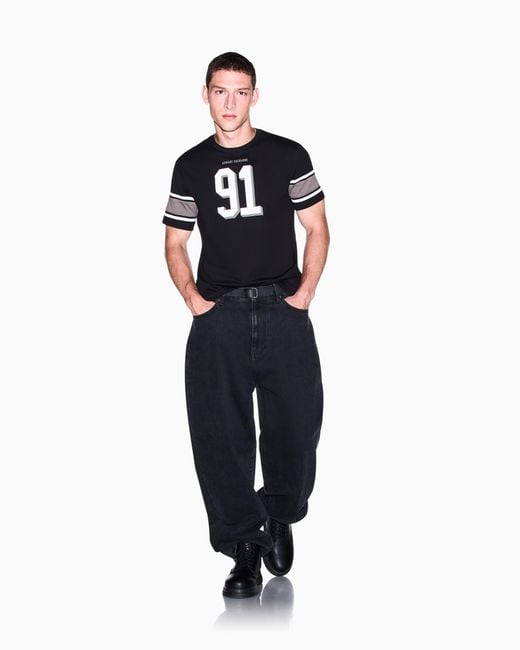 ARMANI EXCHANGE Black Slim Fit T-Shirt Cotton Jersey for men