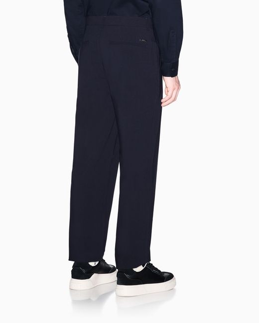 ARMANI EXCHANGE Blue Straight-Leg Wool Blend Trousers for men