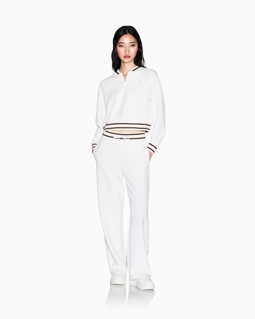 ARMANI EXCHANGE White Cropped Sweatshirt With Zip And Contrasting Profiles