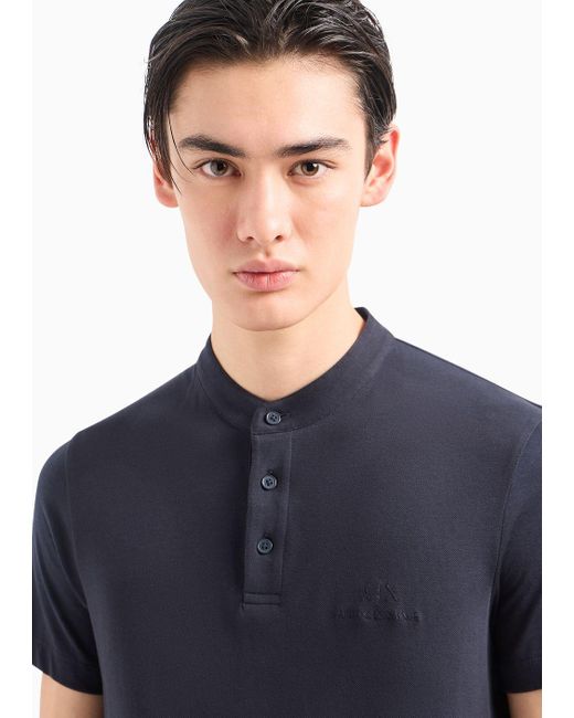 Armani Exchange Blue Slim Fit Polo Shirt In Asv Organic Cotton for men
