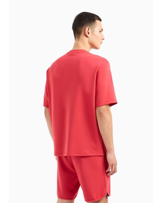 T-shirt Relaxed Fit In Cotone Con Logo Tono Su Tono di Armani Exchange in Red da Uomo