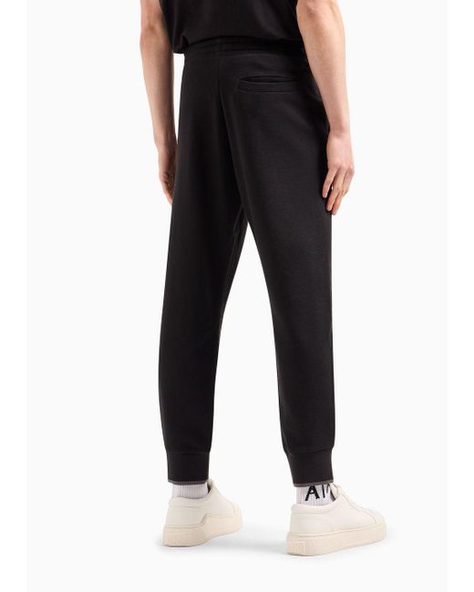 Armani Exchange Black Cotton Jogger Trousers With Side Print for men