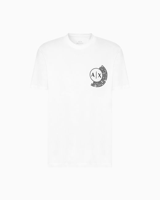 ARMANI EXCHANGE White Regular Fit T-Shirt With Logo And Patch On The Chest for men