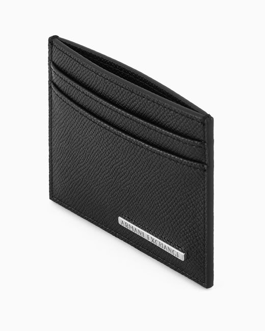 ARMANI EXCHANGE White Smooth Texture Card Holder for men