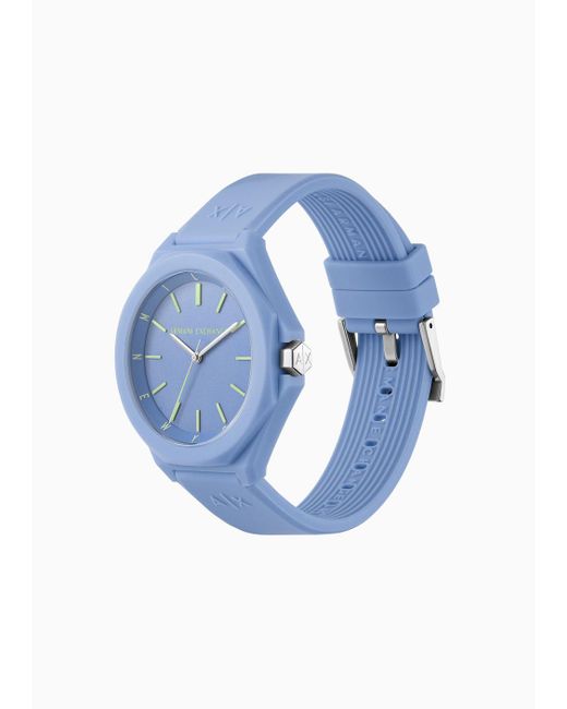 Armani Exchange Three-hand Blue Silicone Watch