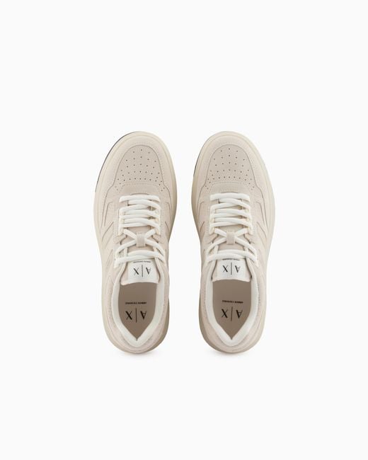 ARMANI EXCHANGE White Technical Fabric Sneakers for men
