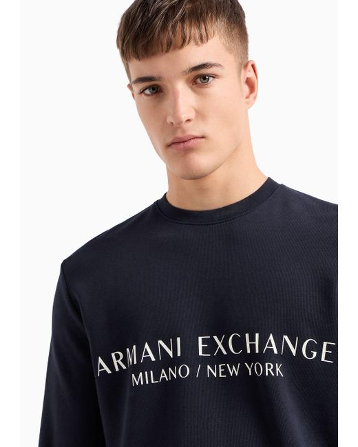 Armani Exchange Blue Armani Exchange - Milano New York Crew Neck Sweatshirt for men
