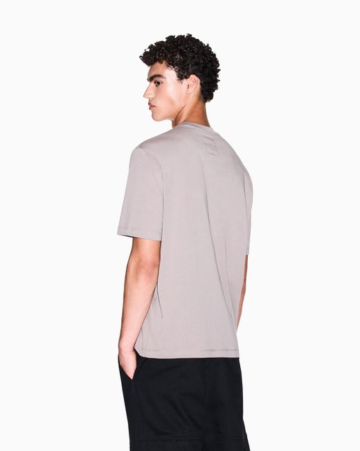 ARMANI EXCHANGE White Regular Fit Cotton Jersey T-Shirt With A Logo Icon for men
