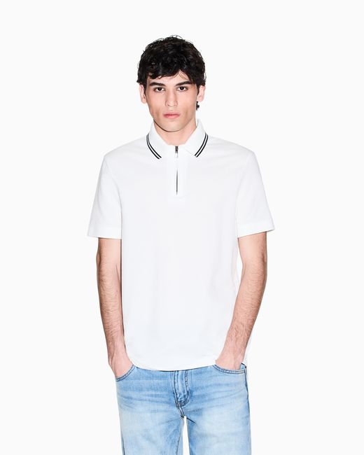 ARMANI EXCHANGE White Regular Fit Cotton Polo Shirt for men