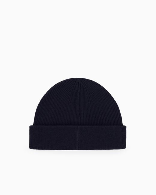 ARMANI EXCHANGE Blue Knit Beanie Hat for men
