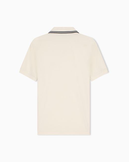 ARMANI EXCHANGE White Regular Fit Polo Shirt Mercerized Cotton Jersey for men