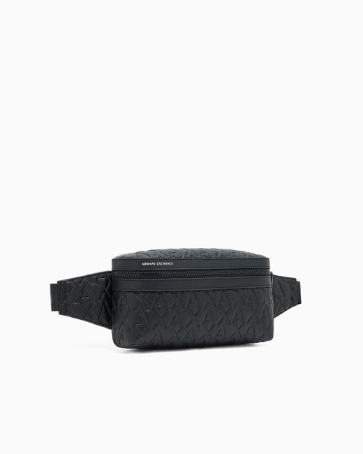 ARMANI EXCHANGE Black Waist Bag With An Embossed Pattern And Adjustable Strap for men