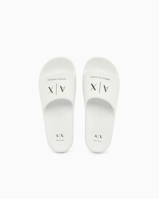 ARMANI EXCHANGE White Slides With Logo for men