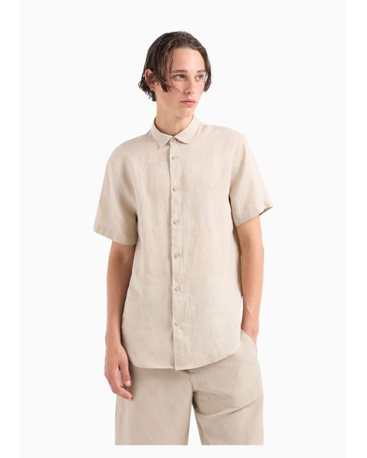 Armani Exchange Natural Regular Fit Linen Shirt for men