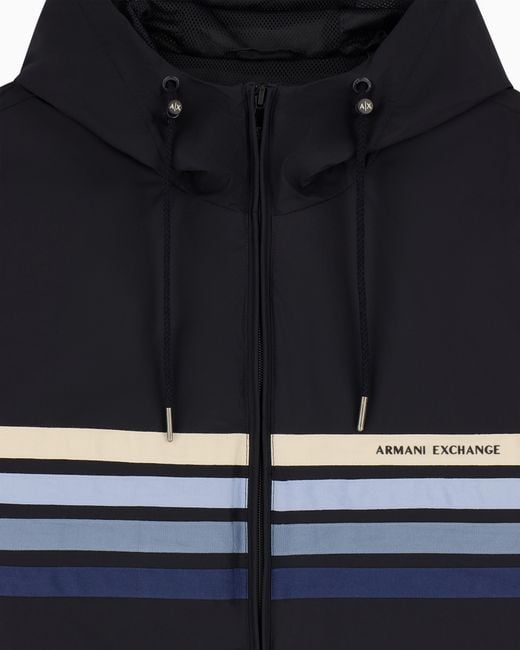 ARMANI EXCHANGE Blue Minimal Chic Stretch Nylon Technical Blouson for men