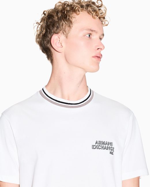 ARMANI EXCHANGE White Regular Fit Cotton T-Shirt for men